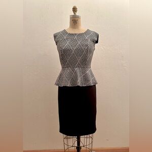 Black and White Peplum Sheath Dress